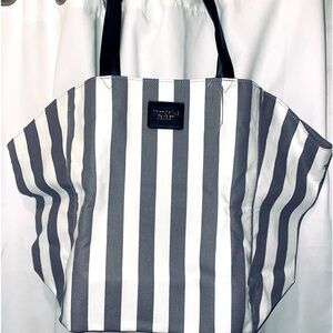 Victorias Secret Grey and White striped tote NEW